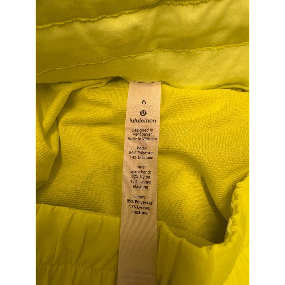 Lululemon Track That High-Rise Lined Short 3 Neon Yellow Electric Lemon Size 6 - Picture 2 of 3